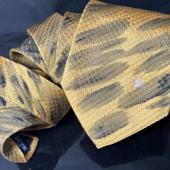 Burberry's Silk Tie Mens Necktie Yellow Black Hand painted Abstract Art Tiger - Picture 1 of 5